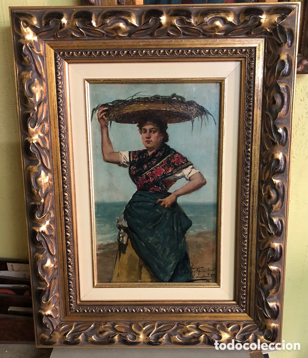 Arte: VICENTE NICOLAU COTANDA(SAGUNTO 1852-BUENOS AIRES 1898) OLEO/tabla medidas 31x19,5 con marco 50x38