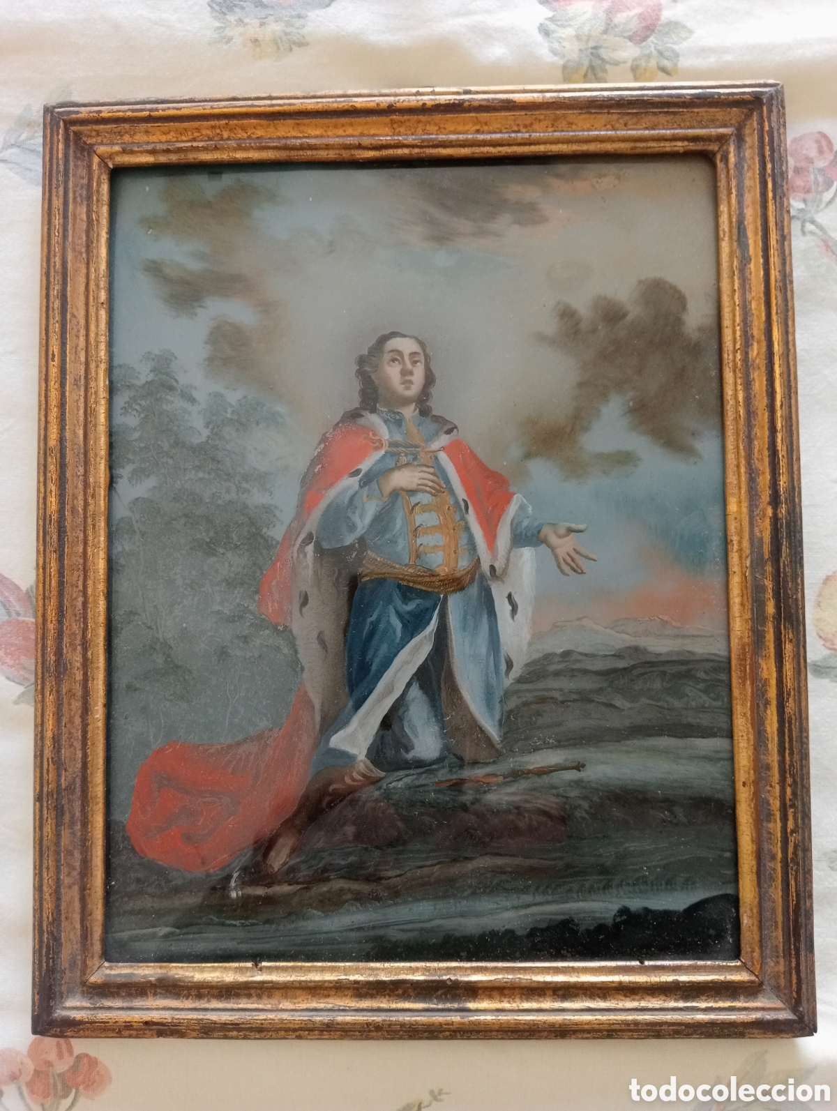 Arte: Dos pinturas oleo sobre cristal del XVIII