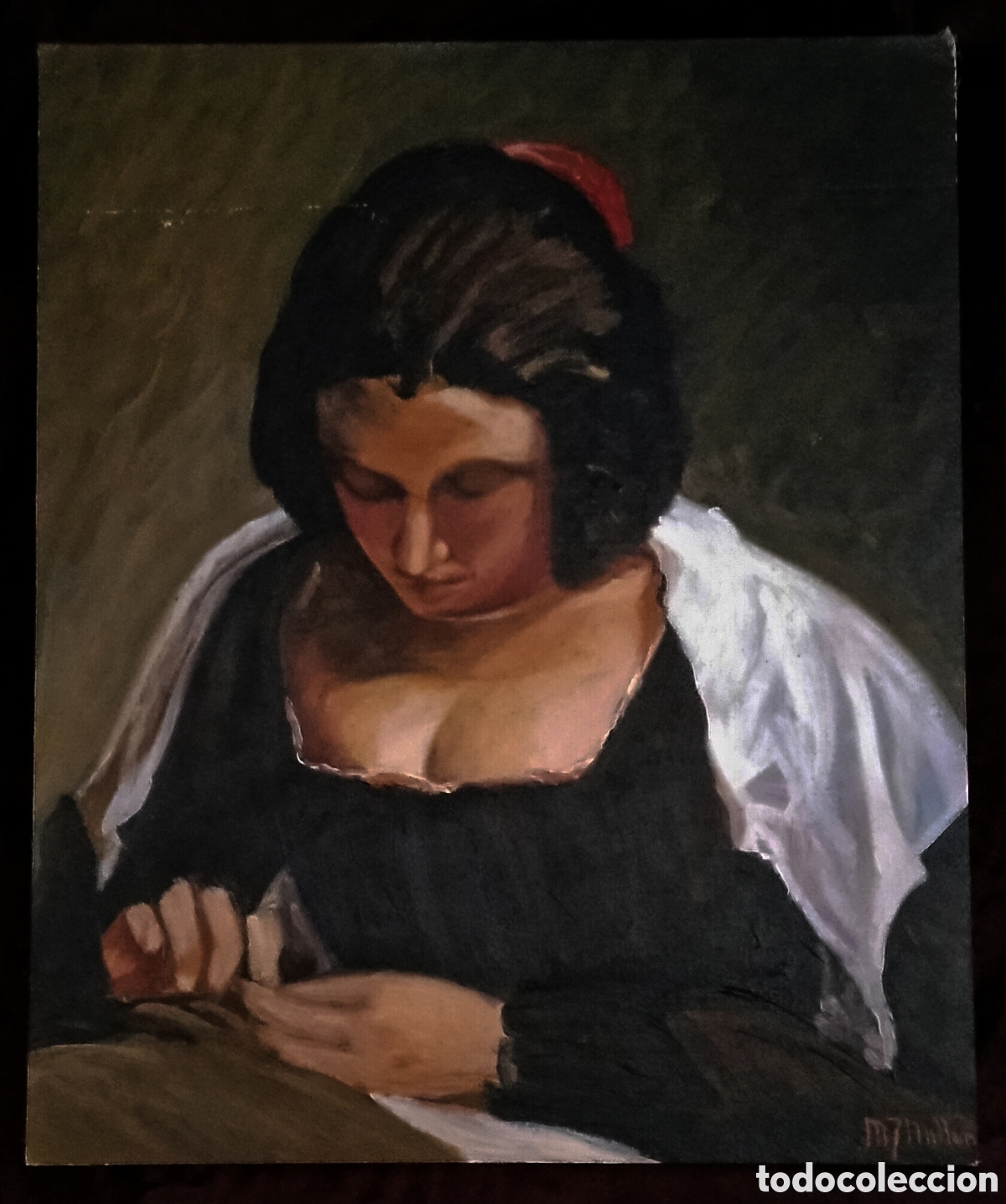 Kunst: &Oacute;LEO s.T&Aacute;BLEX / (BARROCO). * LA COSTURERA *. AUTOR: DIEGO VEL&Aacute;ZQUEZ. Copia FIRMADA: M7MILL&Aacute;N