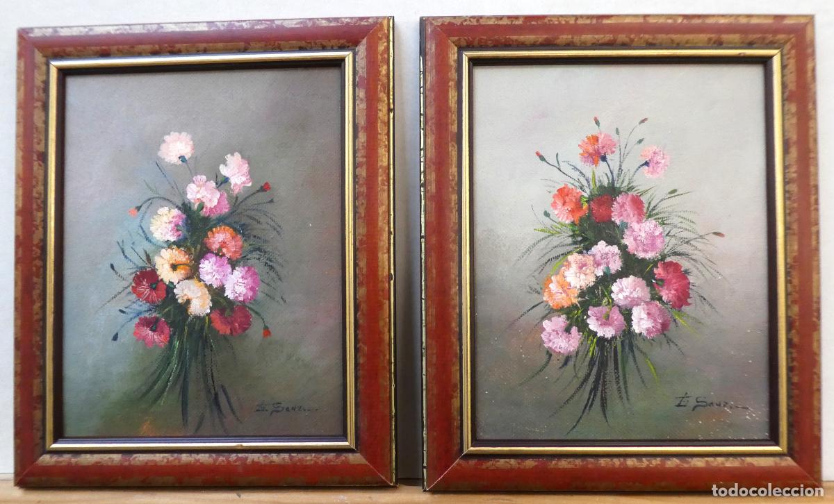 Arte: Pareja de Oleos firmados G. Sanz, miden 18X14 y 22X18 cm con marco