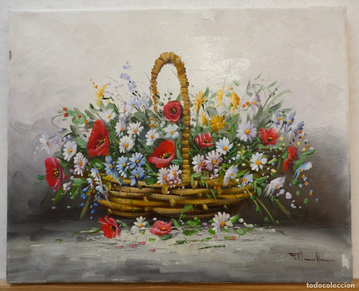 Arte: Oleo Bodeg&oacute;n de Flores firmado , mide 41X33 cm.