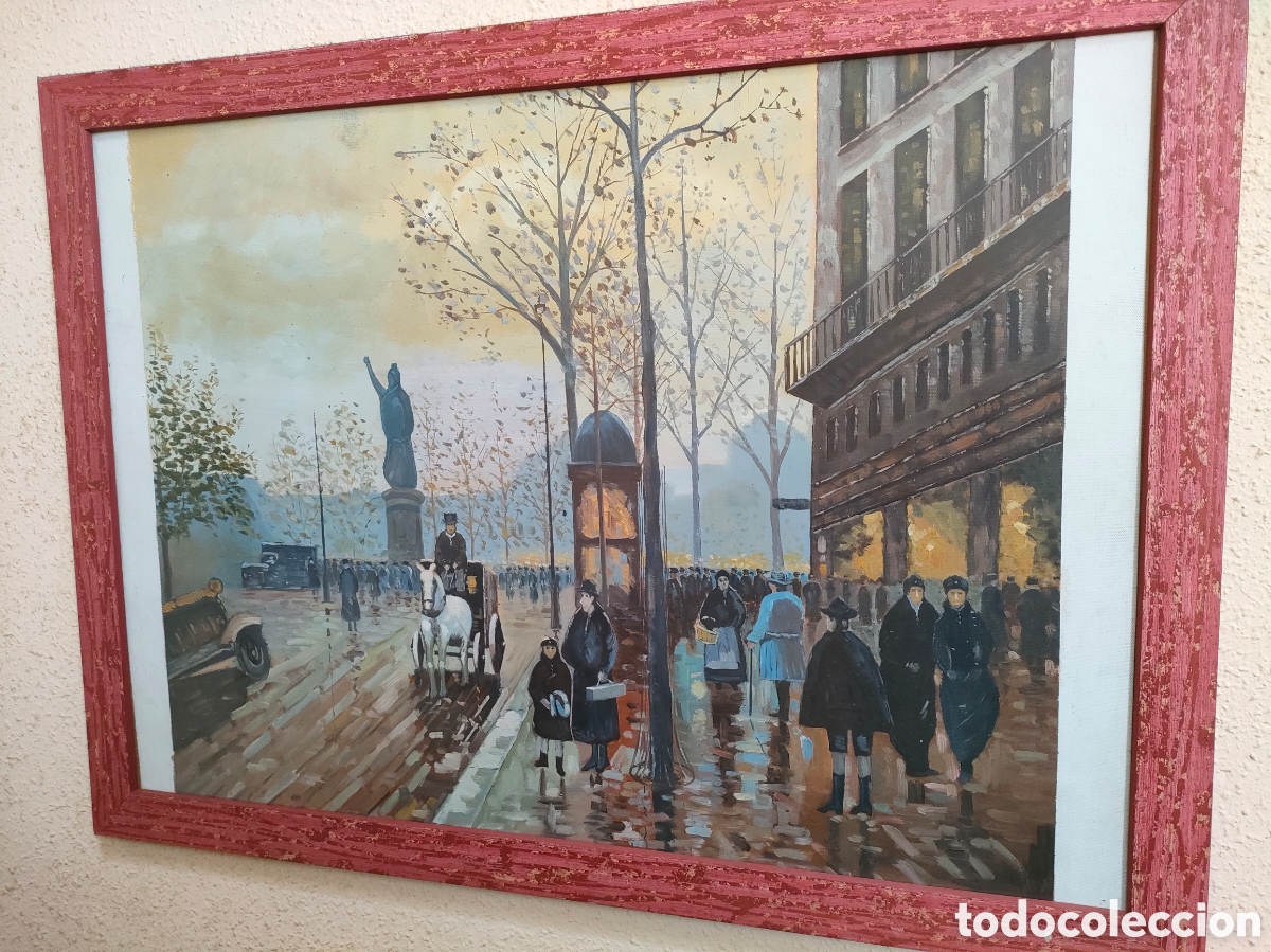 Arte: Reproducci&oacute;n al oleo boulevard de Monmartre, Camile Pisarro