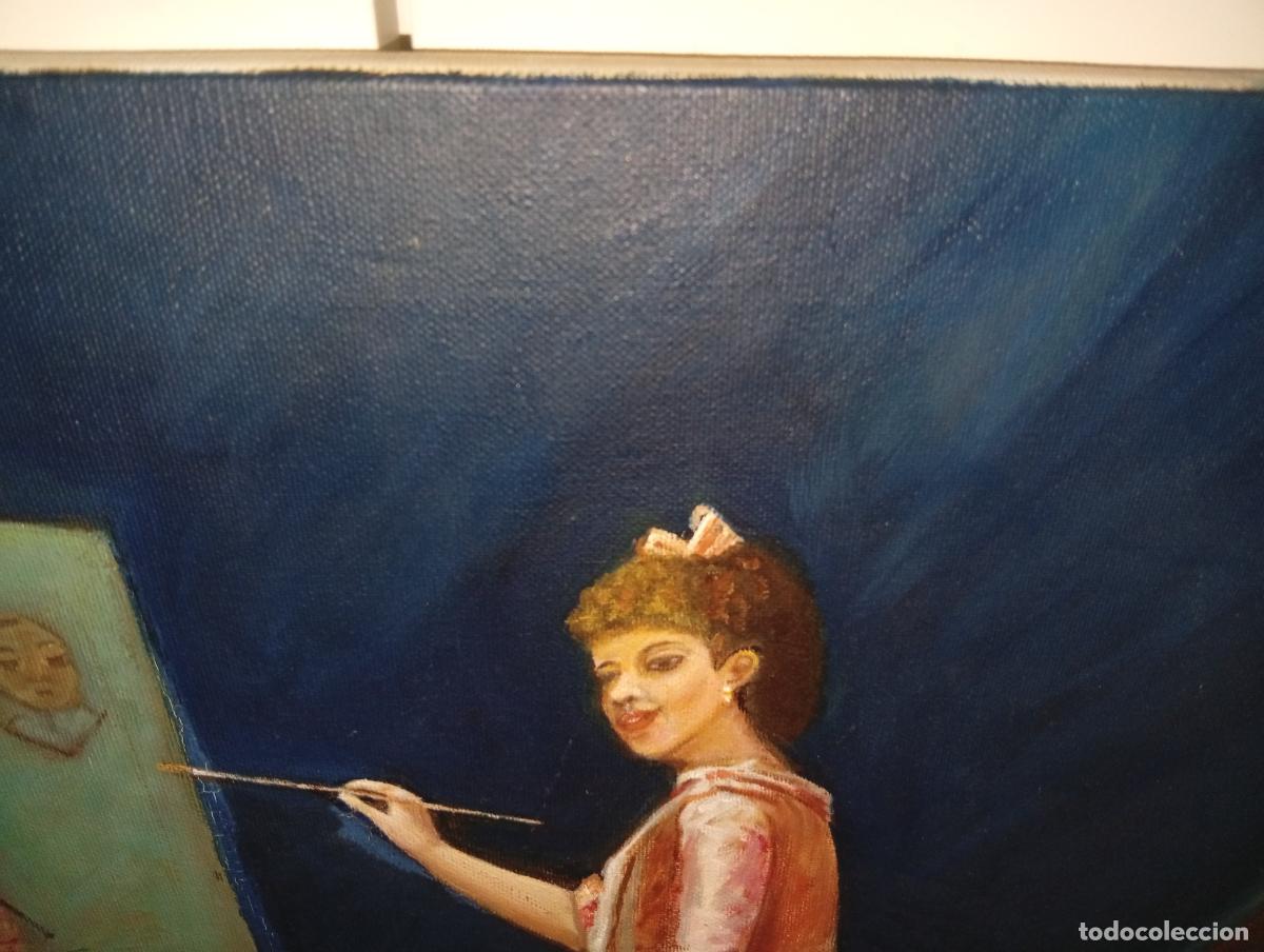 Arte: ​Cuadro al &Oacute;leo La Pintora Rococ&oacute; 55x46 - Foto 3