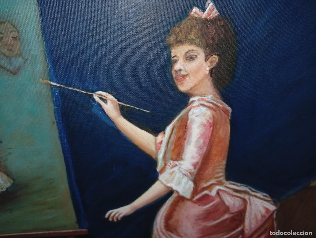 Arte: ​Cuadro al &Oacute;leo La Pintora Rococ&oacute; 55x46 - Foto 4