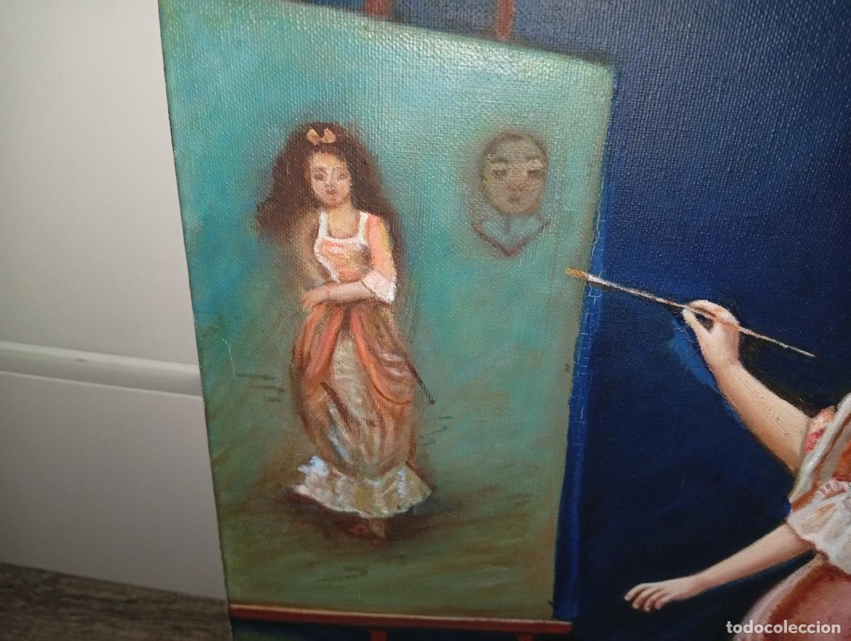 Arte: ​Cuadro al &Oacute;leo La Pintora Rococ&oacute; 55x46 - Foto 5