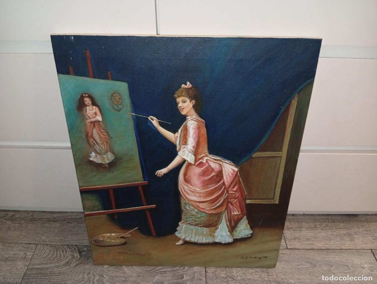 Arte: ​Cuadro al &Oacute;leo La Pintora Rococ&oacute; 55x46 - Foto 1