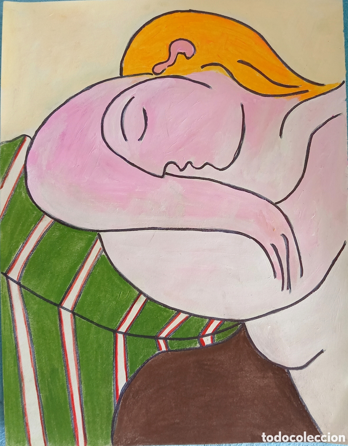 Arte: Interpretaci&oacute;n pintura (1) de Picasso. (T&eacute;cnica mixta creta, acr&iacute;lico,.. ) sobre papel de dibujo....