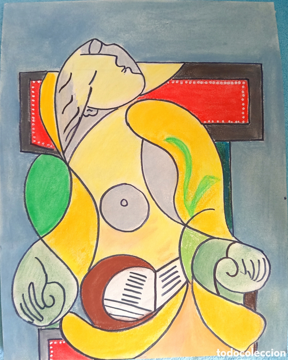 Arte: Interpretaci&oacute;n pintura (2) de Picasso. (T&eacute;cnica mixta creta, rotulador) sobre papel de dibujo 36cmx2