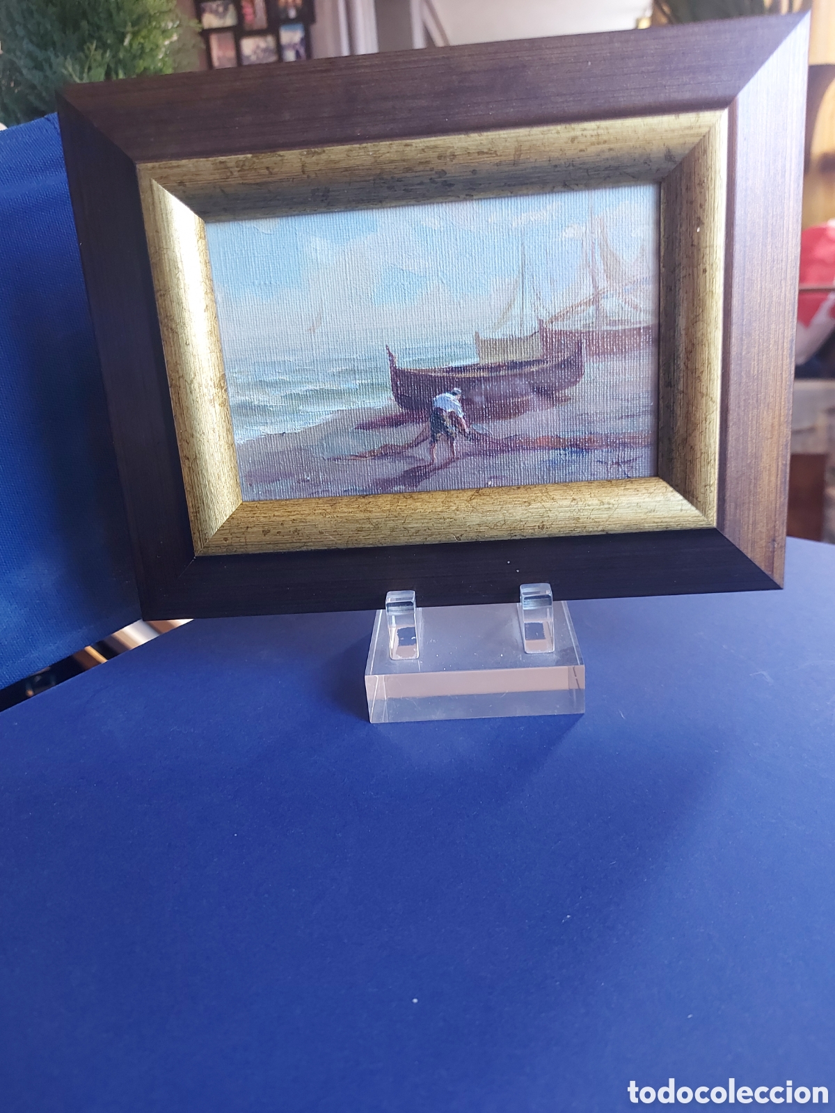 Arte: &rdquo;PESCADORES AL ATARDECER RECOGIENDO LAS REDES&rdquo; OLEO EPOCA