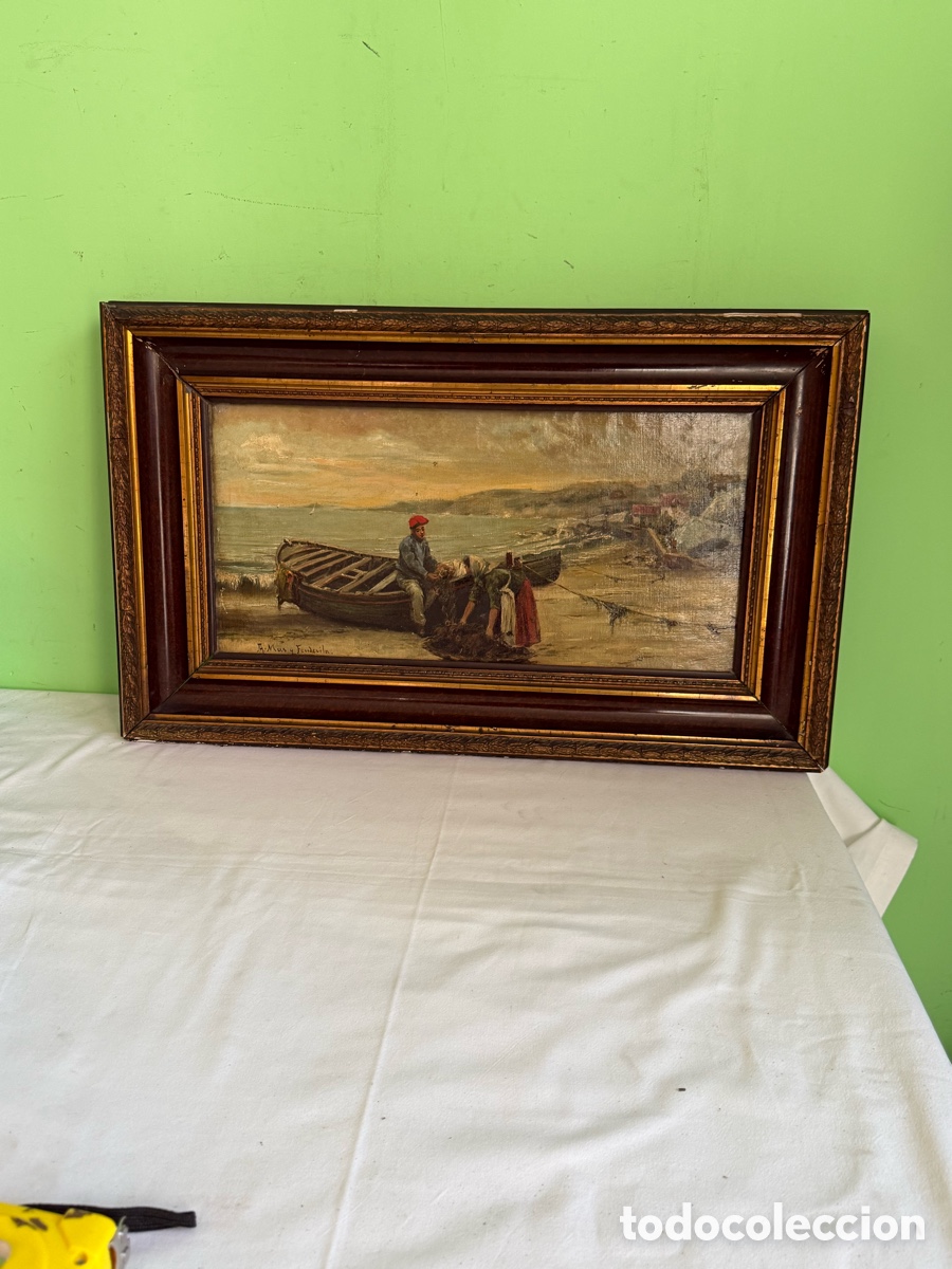 Arte: Arcadio Mas y Fondevila (Barcelona, 1852-1934). &oacute;leo sobre lienzo escena marinera firmada.