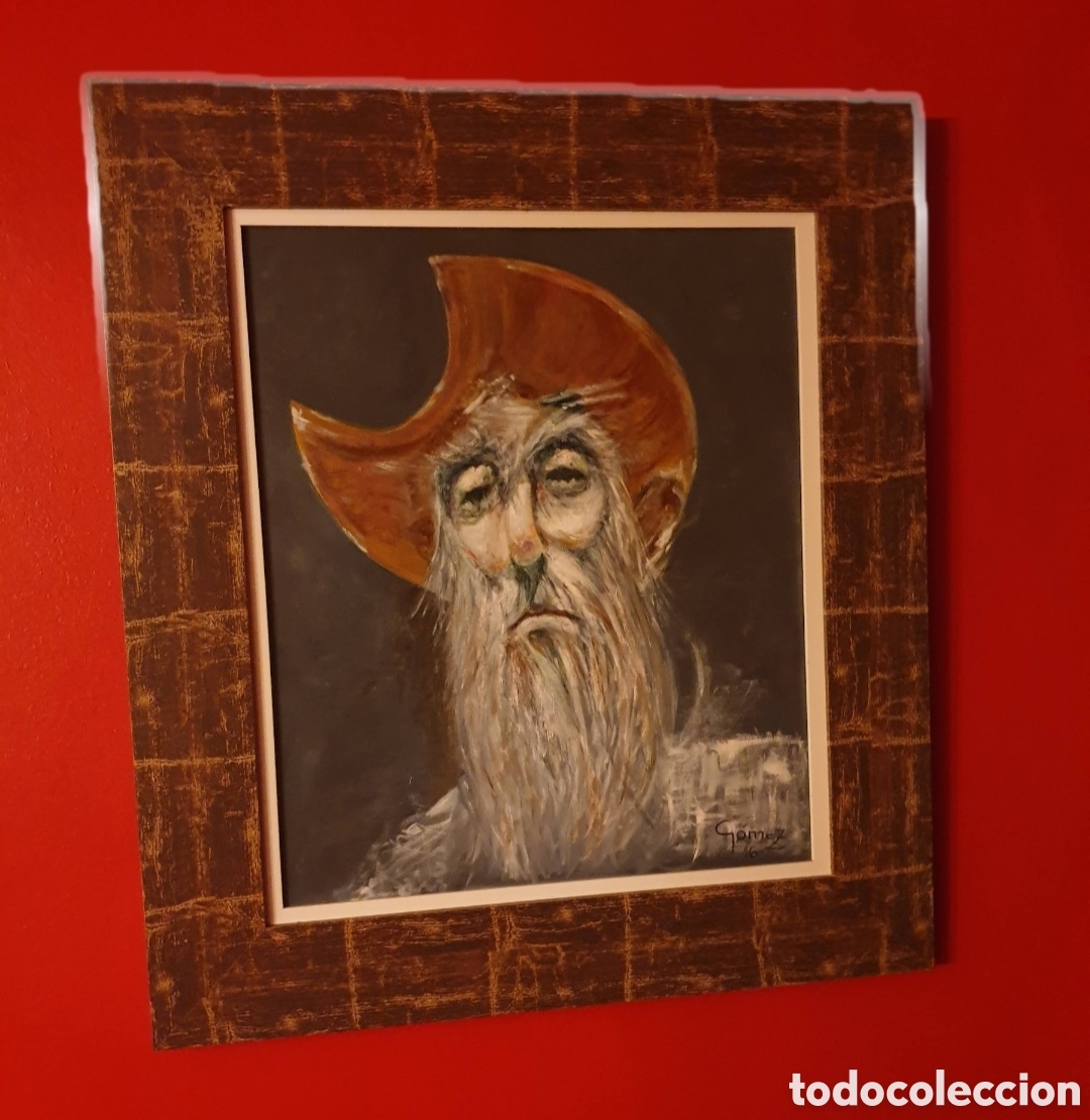 Arte: &Oacute;leo sobre lienzo D Quijote firmado G&Oacute;MEZ