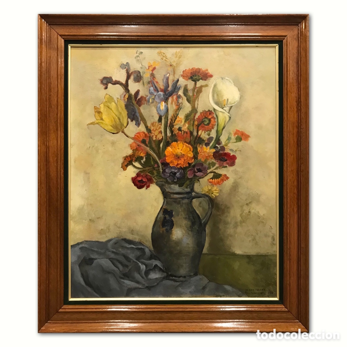 Arte: &rdquo;Nature Morte aux Fleurs Vari&eacute;es&rdquo;Jacques Fabr&eacute;s (ca 1900), 1958