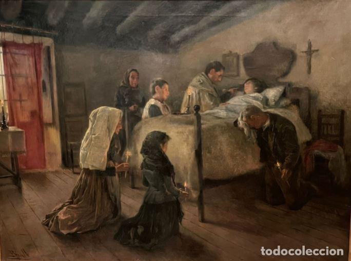 Arte: JOAN BRULL I VINYOLES. EL VI&Aacute;TICO O LA COMUNI&Oacute;N A LOS MORIBUNDOS. &Oacute;LEO SOBRE LIENZO. ESPA&Ntilde;A. XIX-XX