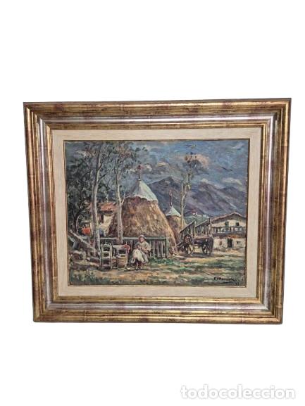 Arte: Joaquim Marsillach Codony (1905-1986) - &Oacute;leo sobre Tela - Mas&iacute;a con Pajar - A&ntilde;o 1937