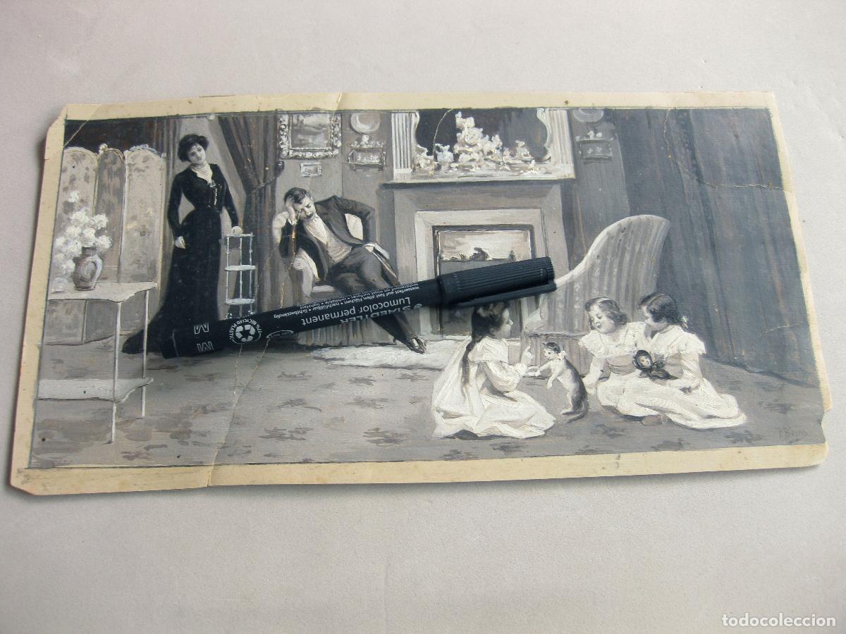 Arte: DIBUJO AL OLEO SOBRE CARTULINA. FIRMADO. FINALES DEL SIGLO XIX O PRINCIPIOS DEL XX