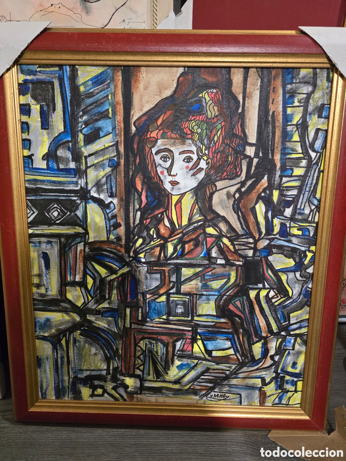 Arte: Cuadro original firmado: &rdquo;Nacho&rdquo; (Ignacio L&oacute;pez G&oacute;mez). Estilo Expresionista/Cubista.
