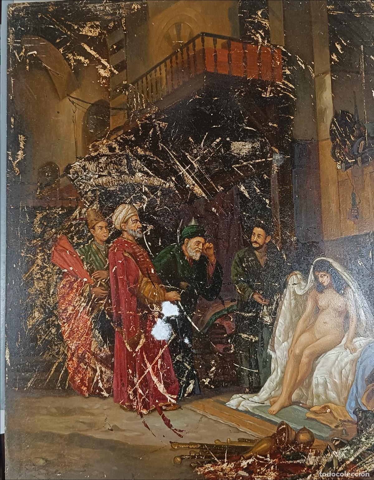 Arte: Anonimo - Asalto en la habitaci&oacute;n - Oleo sobre plancha - se encuentran da&ntilde;ados