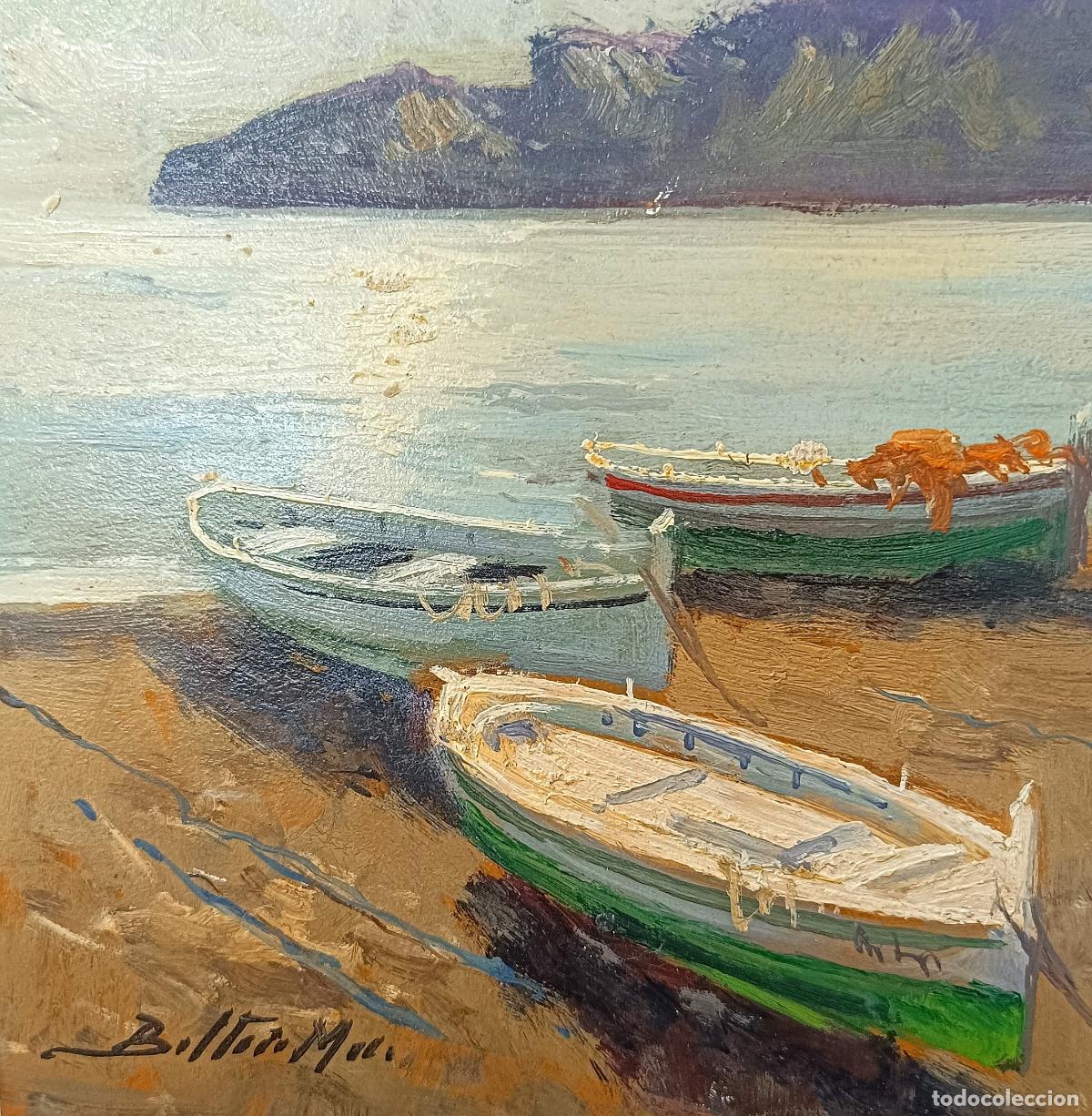 Arte: Enric Beltran Messa - Barcas en la playa - Oleo sobre tabla