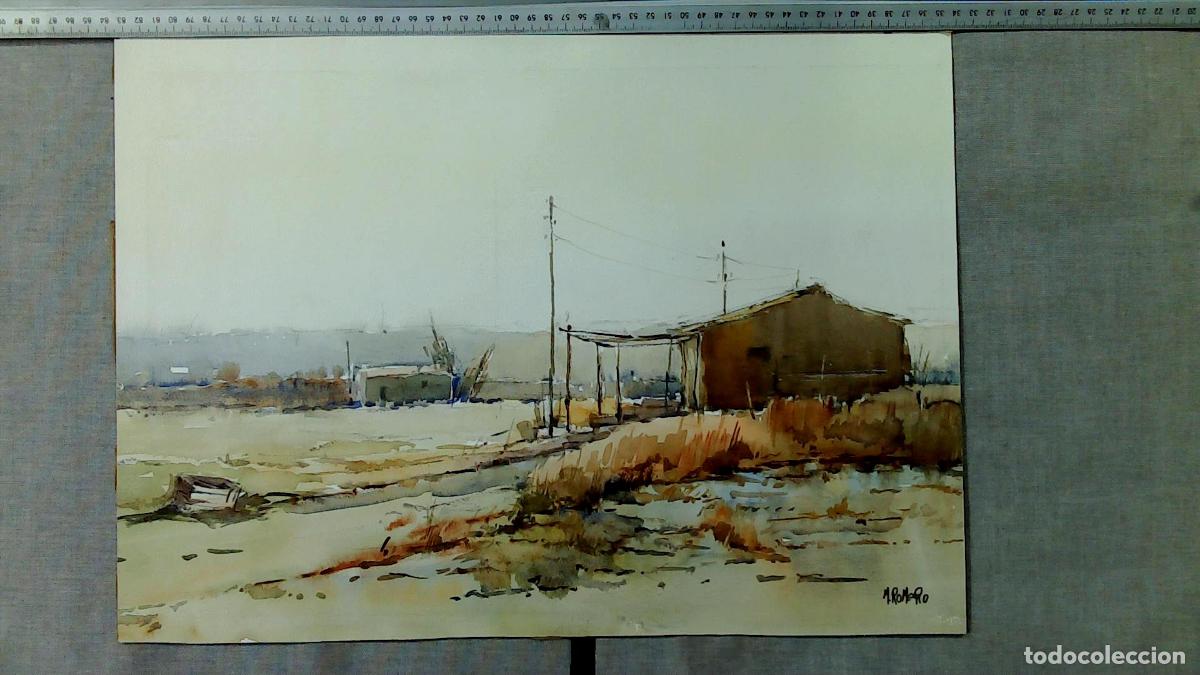 Arte: Romero - Casa en terreno &aacute;rido - Acuarela