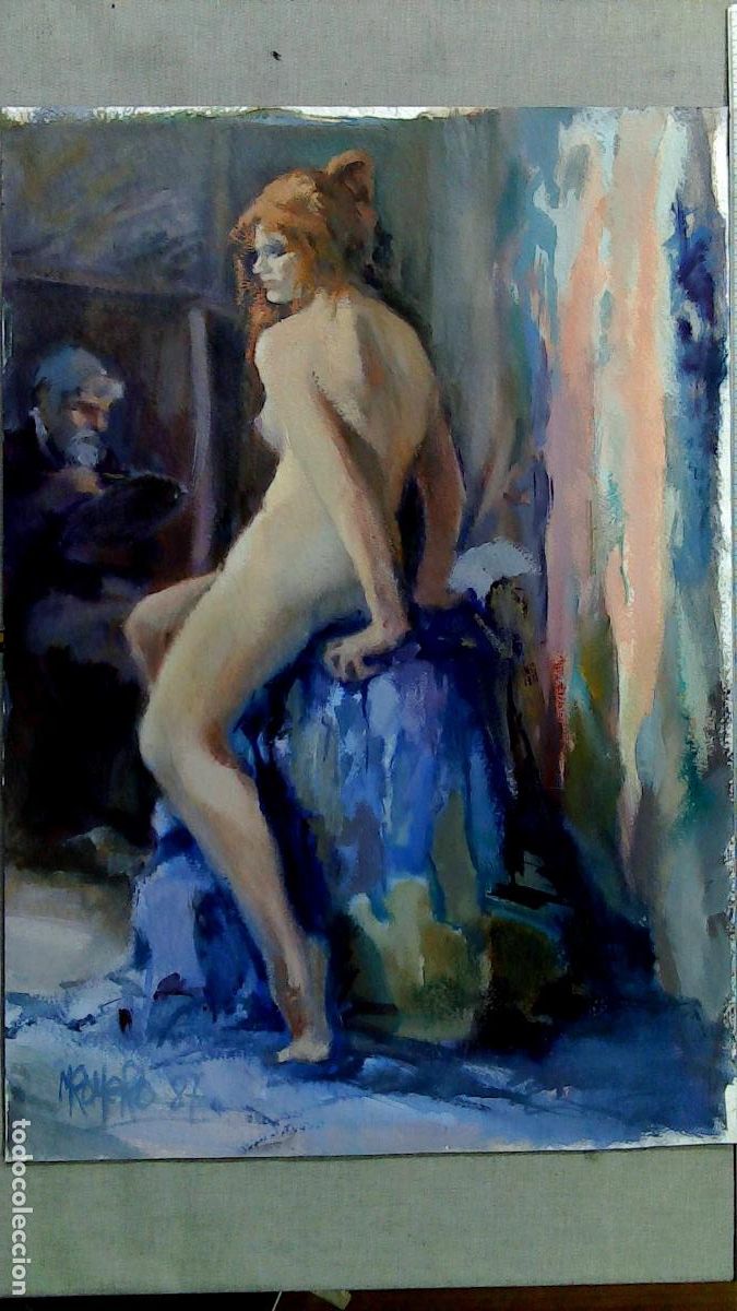 Arte: Romero - Mujer en el agua - Acuarela