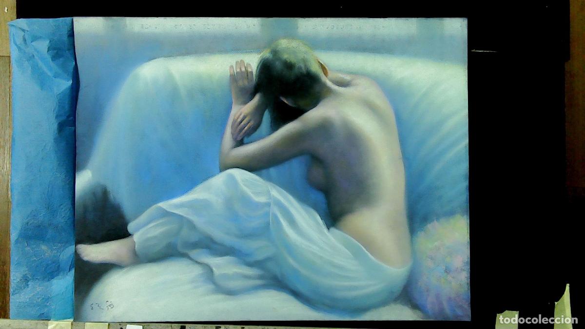 Kunst: Enric Montserrat Foj - Mujer sentada en penumbra - Pastel