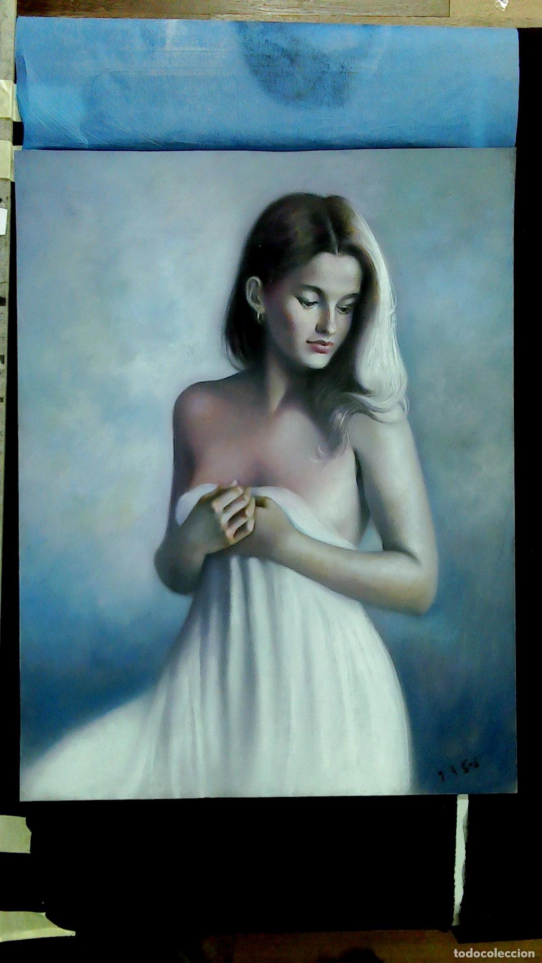 Kunst: Enric Montserrat Foj - Mujer en vestido blanco - Pastel