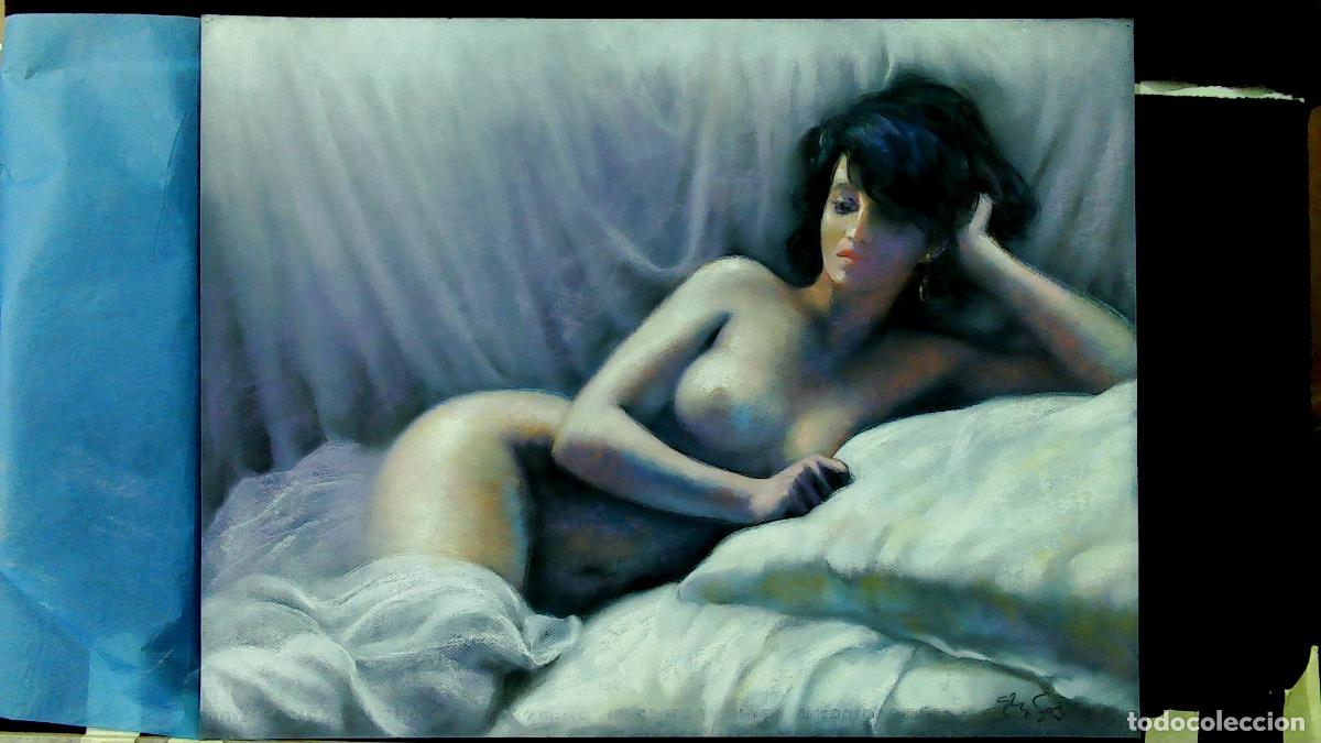 Kunst: Enric Montserrat Foj - Mujer en la cama - Pastel
