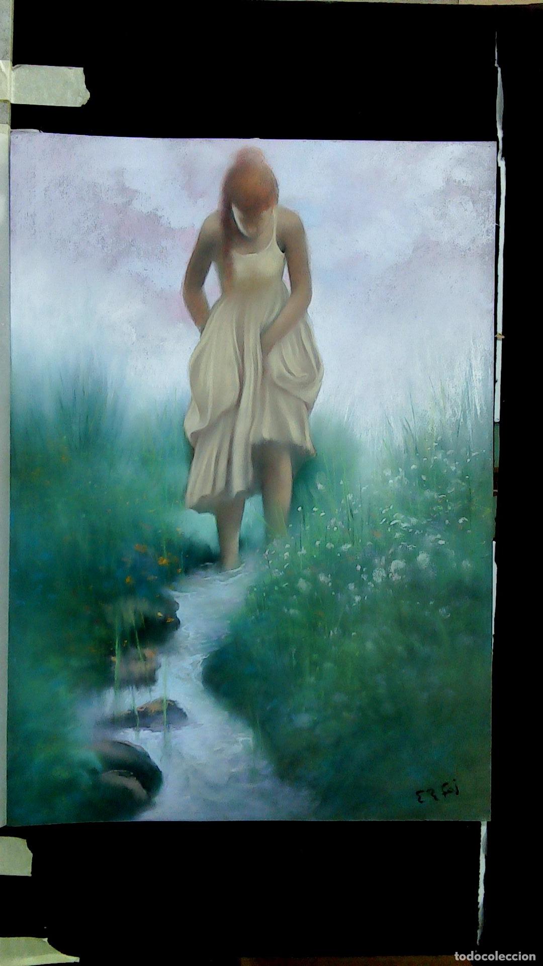 Arte: Enric Montserrat Foj - Mujer en aguas tranquilas - Pastel