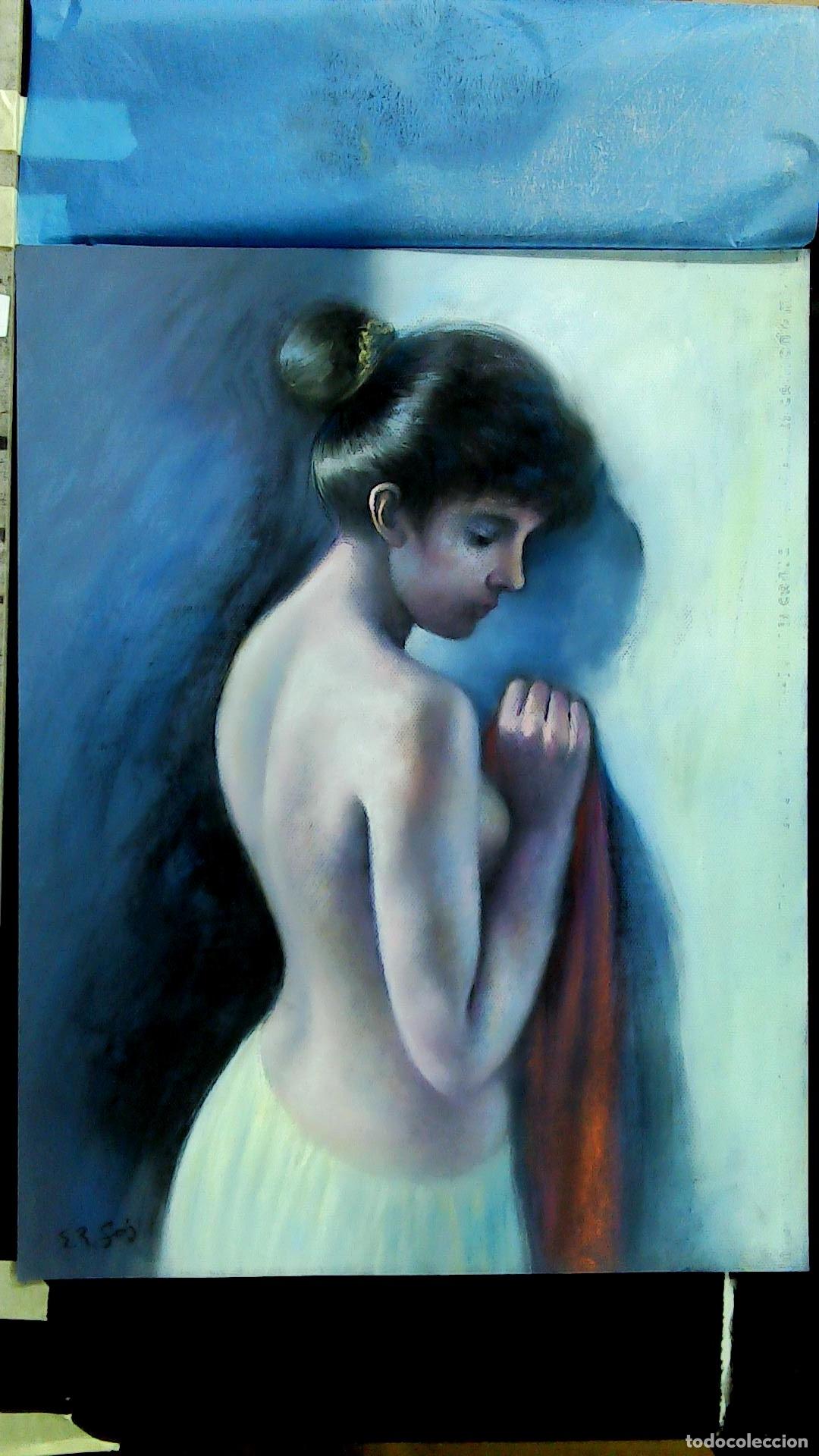 Arte: Enric Montserrat Foj - Mujer en actitud contemplativa - Pastel