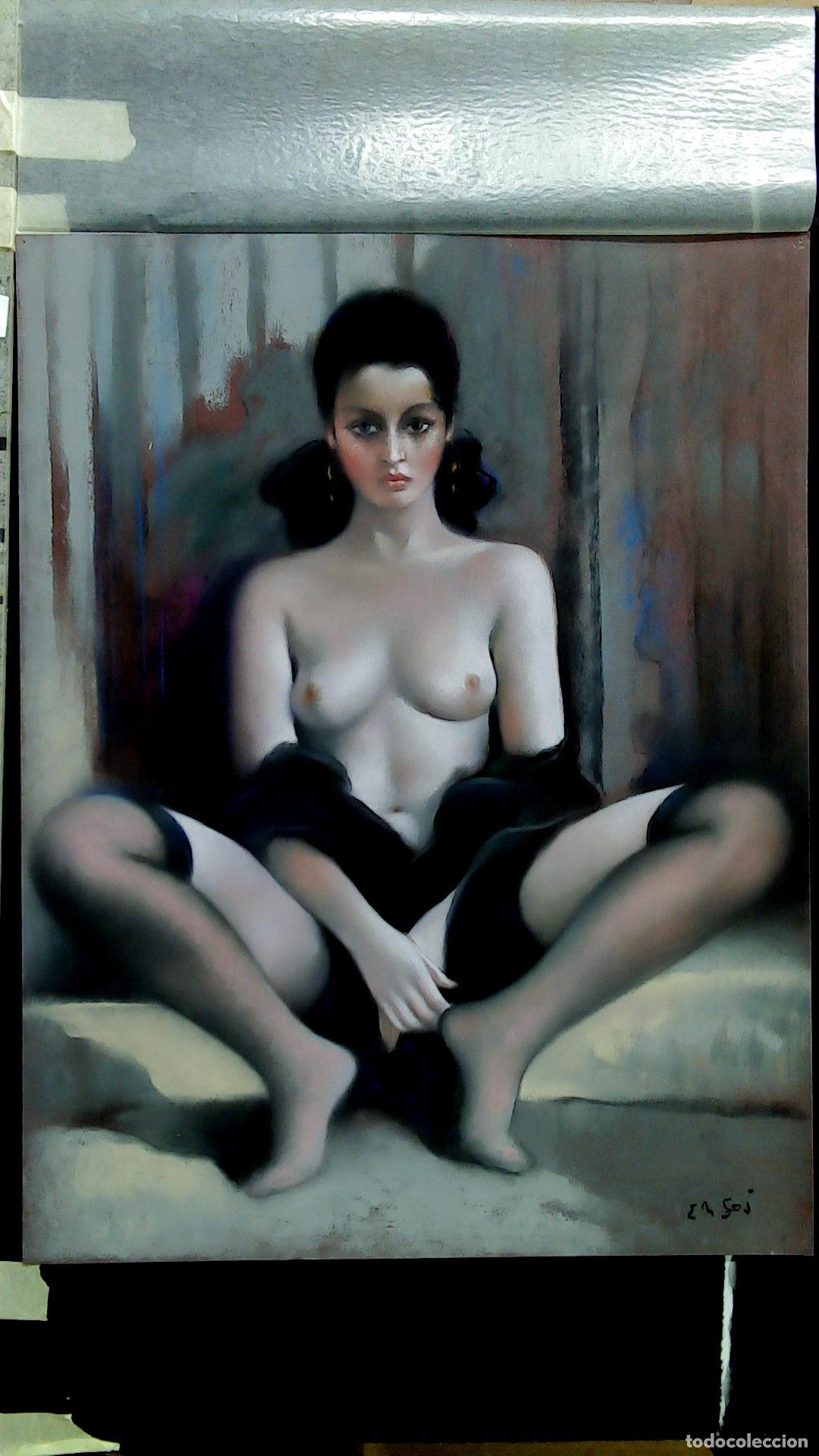 Arte: Enric Montserrat Foj - Mujer Sentada Desnuda - Pastel