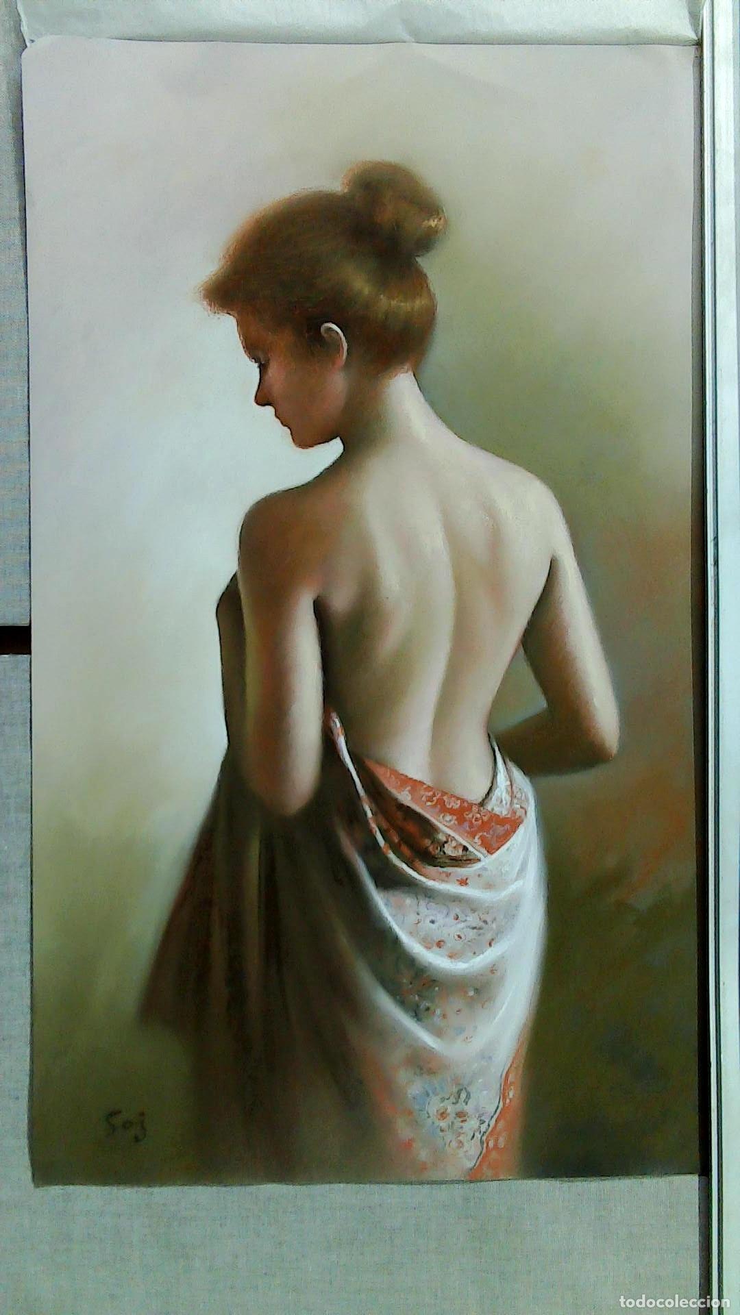 Arte: Enric Montserrat Foj - Mujer de espaldas desnuda - Pastel