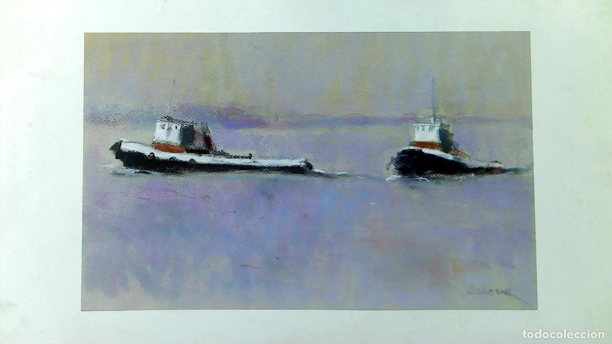 Arte: Carles A Eugenia - Barcos en aguas tranquilas - Pastel