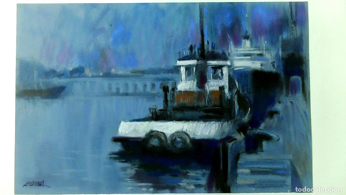 Arte: Carles A Eugenia - Barco en el Puerto - 50x33 - Pastel