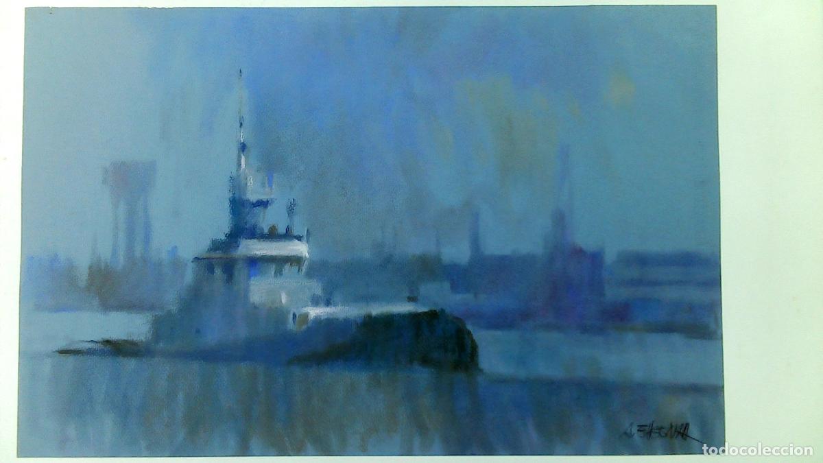 Arte: Carles A Eugenia - Barco en niebla urbana - 50x33 - Pastel