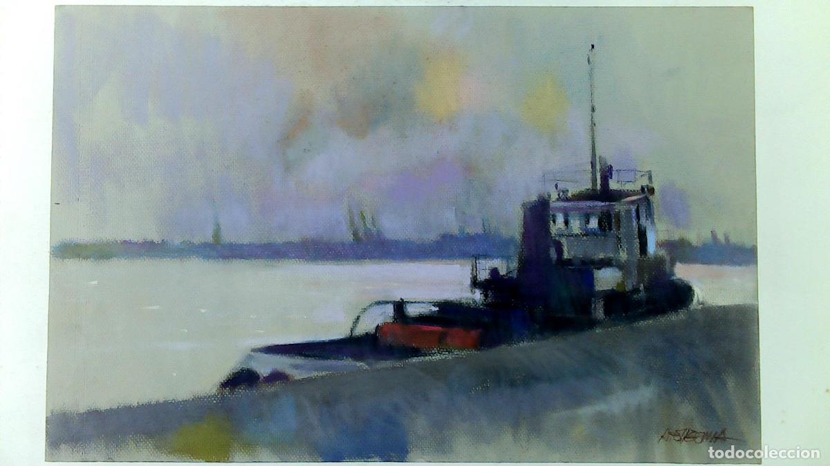 Arte: Carles A Eugenia - Barco en la ribera - 50x33 - Pastel