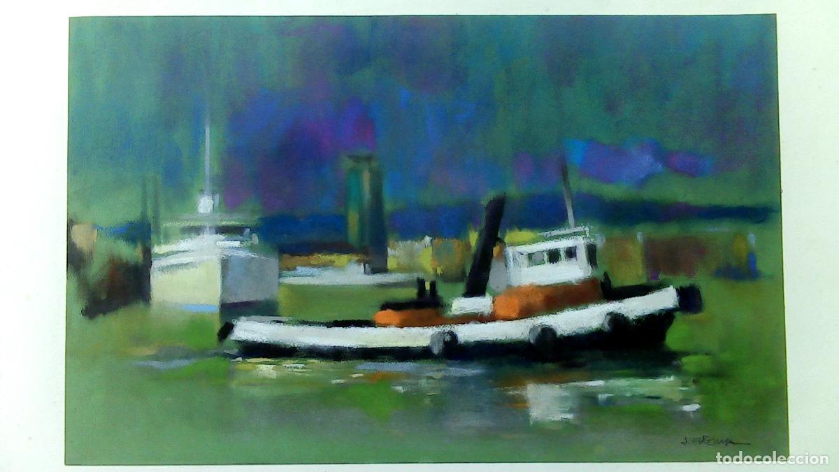 Arte: Carles A Eugenia - Barcos en aguas tranquilas - 50x33 - Pastel