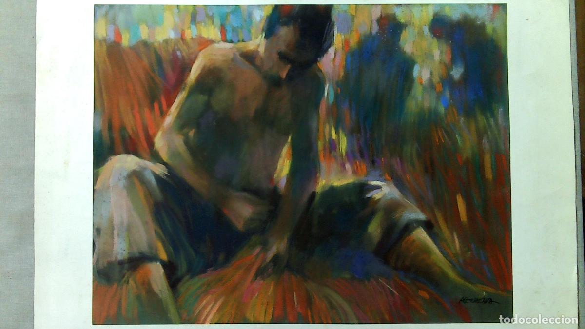 Arte: Carles A Eugenia - Hombre sentado en campo - 60x50 - Pastel