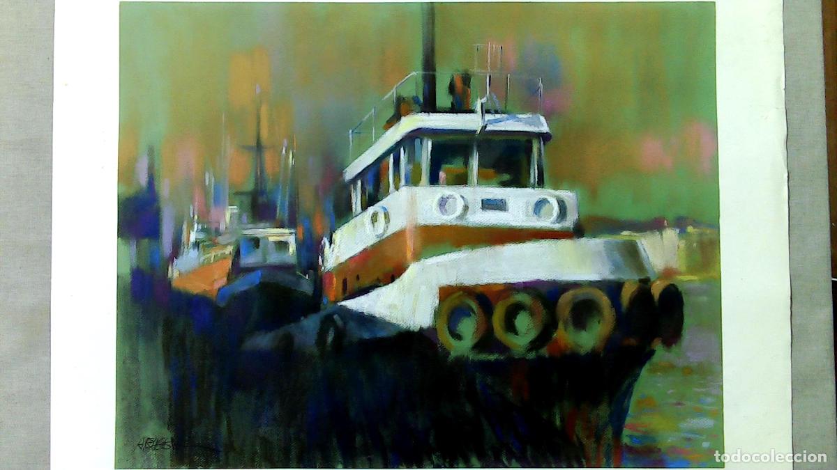 Arte: Carles A Eugenia - Barcos en el Puerto - 60x50 - Pastel