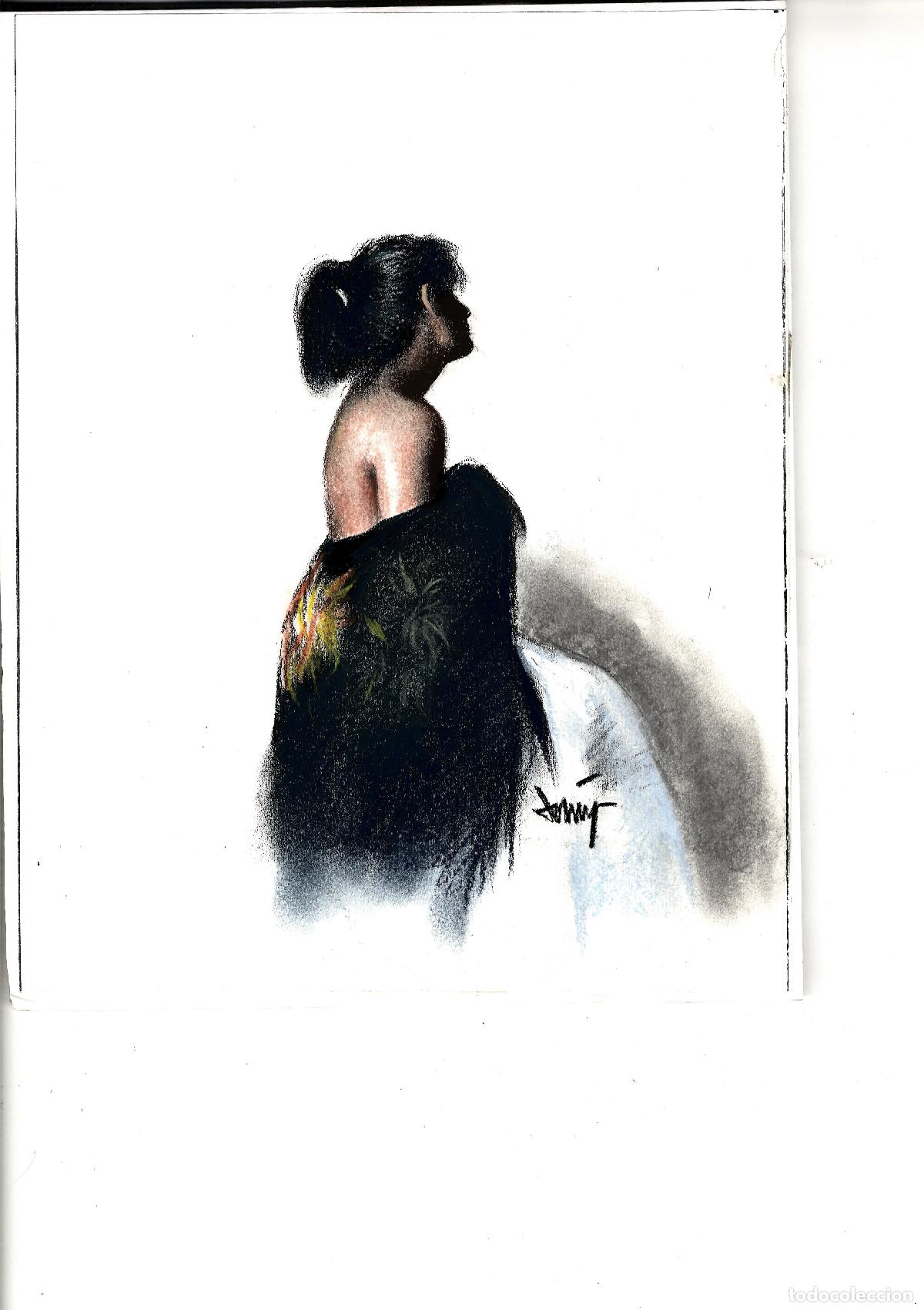 Arte: Domingo &Aacute;lvarez G&oacute;mez - Mujer con cabello recogido - 27x22 - Pastel