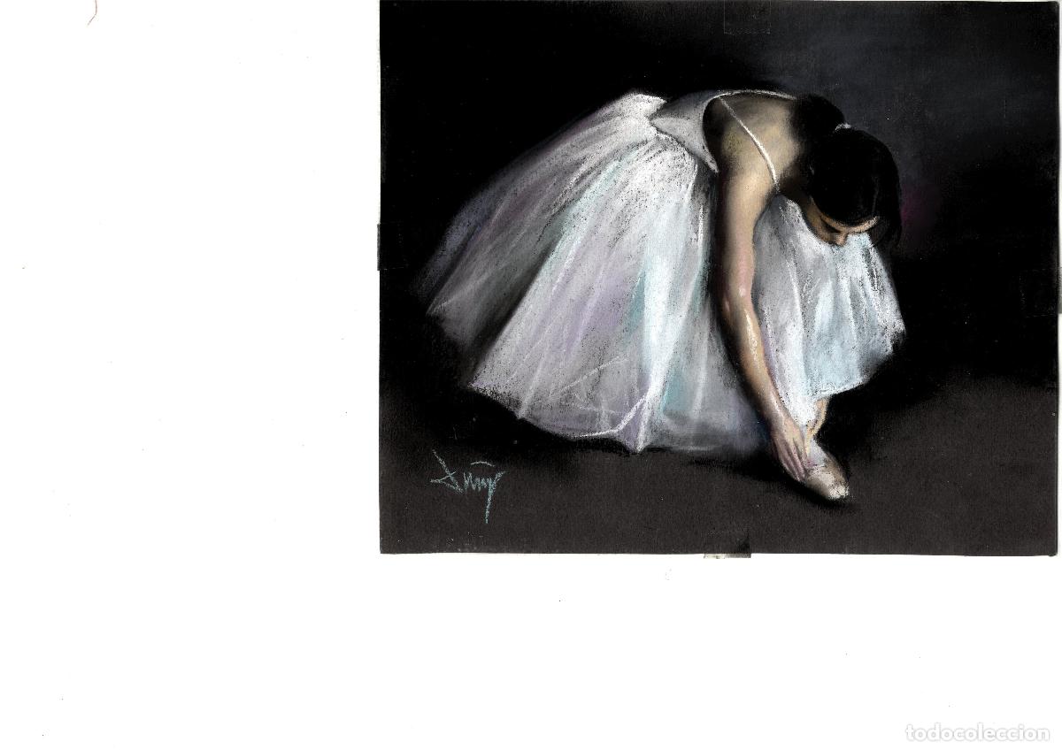 Arte: Domingo &Aacute;lvarez G&oacute;mez - Bailarina en actitud contemplativa - 27x22 - Pastel