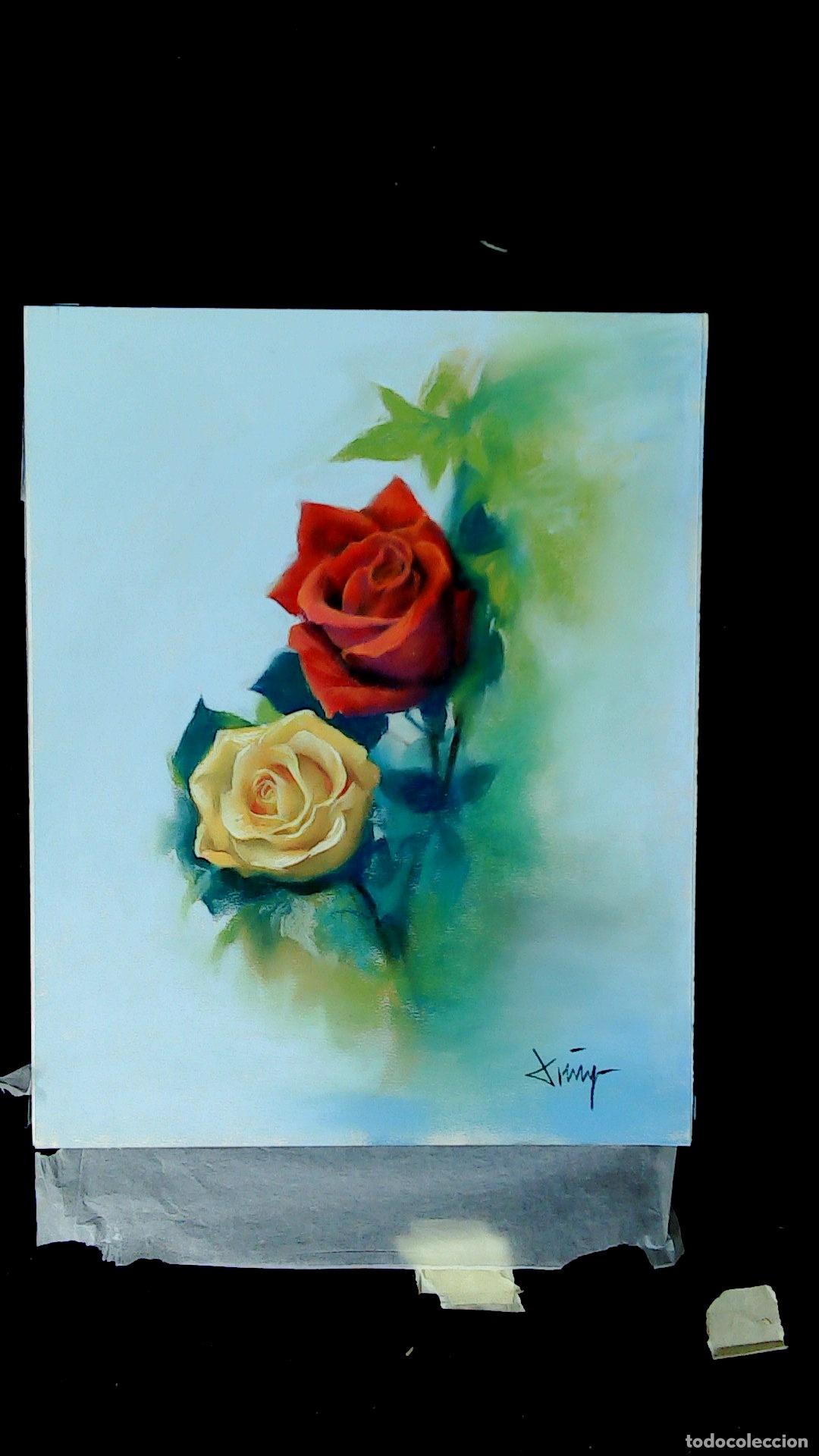 Arte: Domingo &Aacute;lvarez G&oacute;mez - Rosas en flor - 40x33 - Pastel
