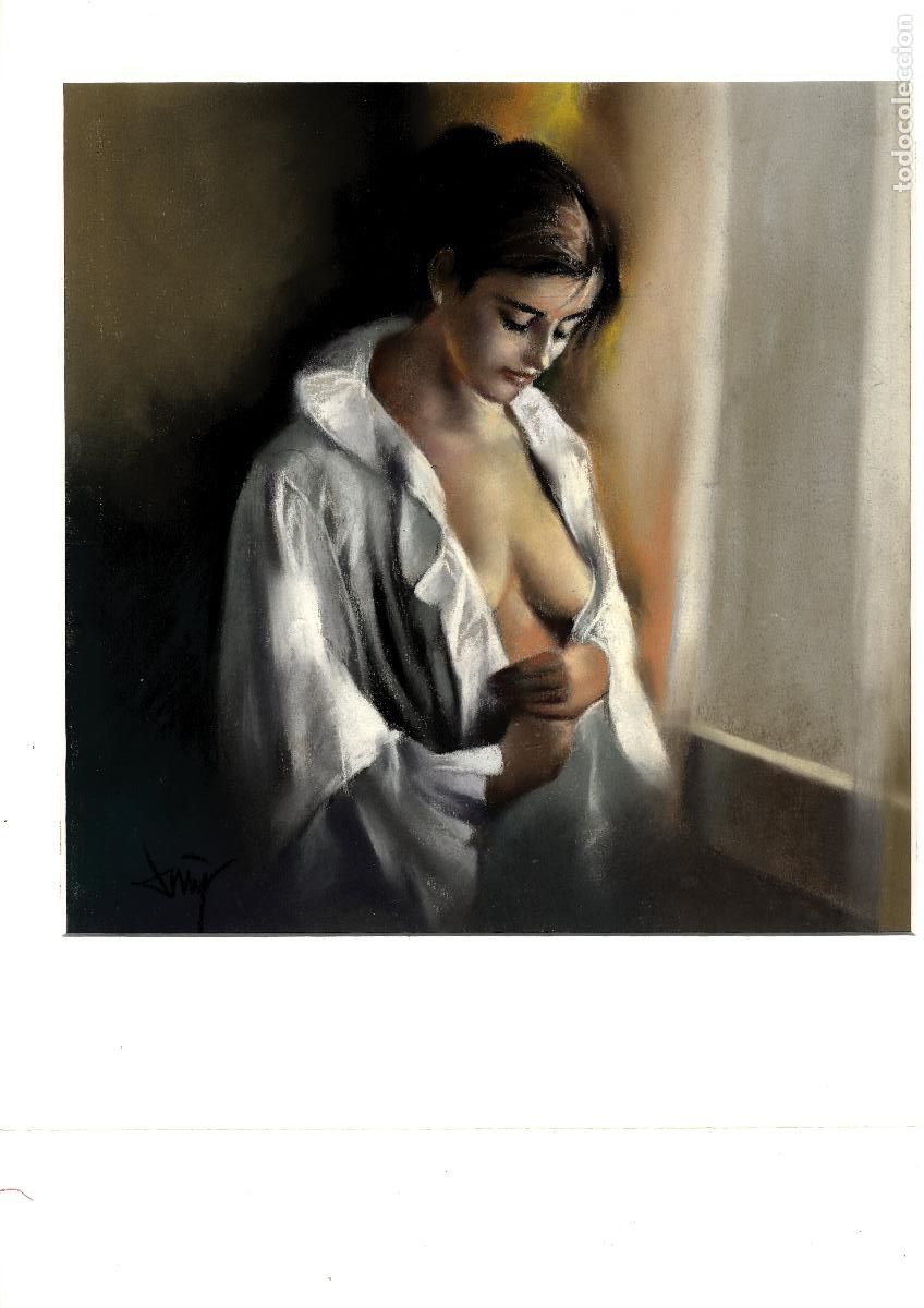 Arte: Domingo &Aacute;lvarez G&oacute;mez - Mujer dormida en blanco - 30x30 - Pastel