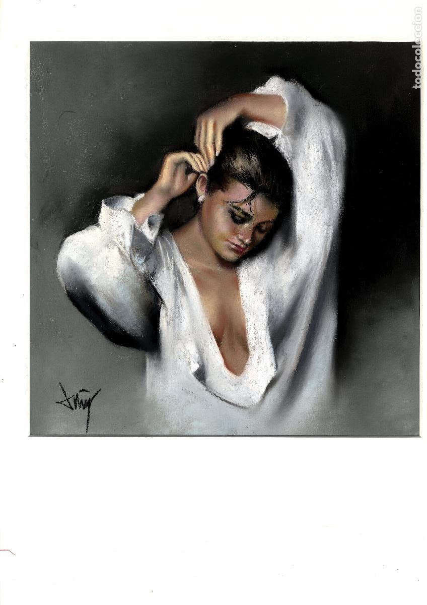 Arte: Domingo &Aacute;lvarez G&oacute;mez - Mujer en Blanco - 30x30 - Pastel
