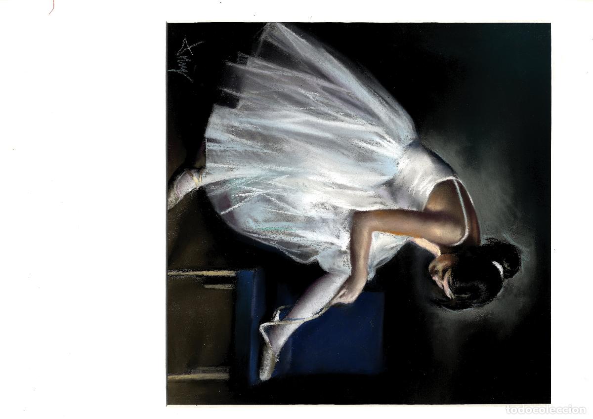 Arte: Domingo &Aacute;lvarez G&oacute;mez - Bailarina en actitud contemplativa - 30x30 - Pastel