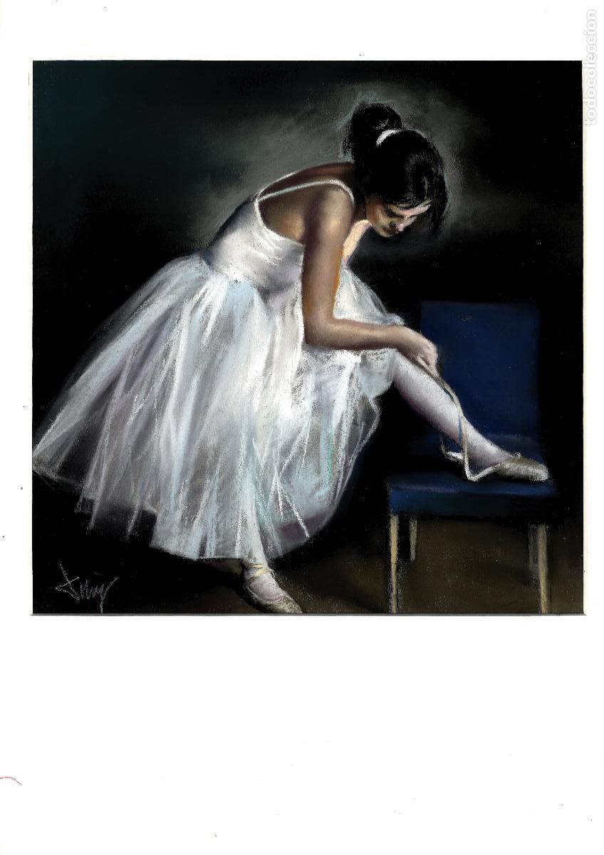 Arte: Domingo &Aacute;lvarez G&oacute;mez - Bailarina en actitud contemplativa - 30x30 - Pastel