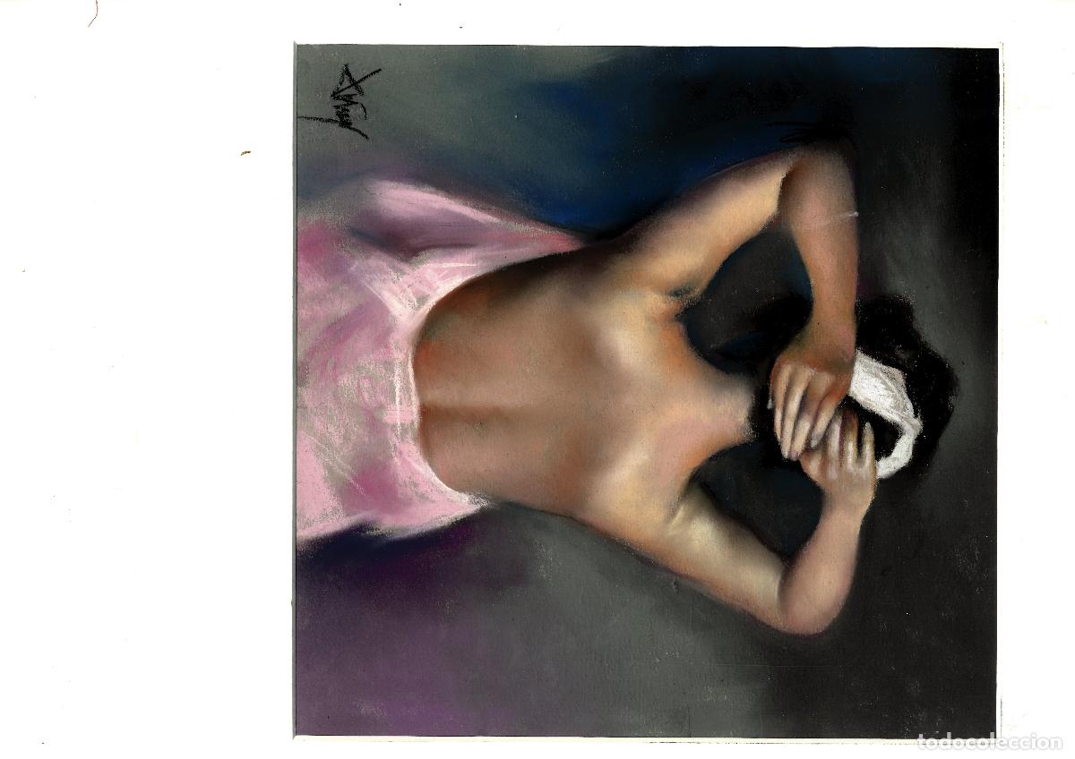 Arte: Domingo &Aacute;lvarez G&oacute;mez - Mujer dormida con venda - 30x30 - Pastel