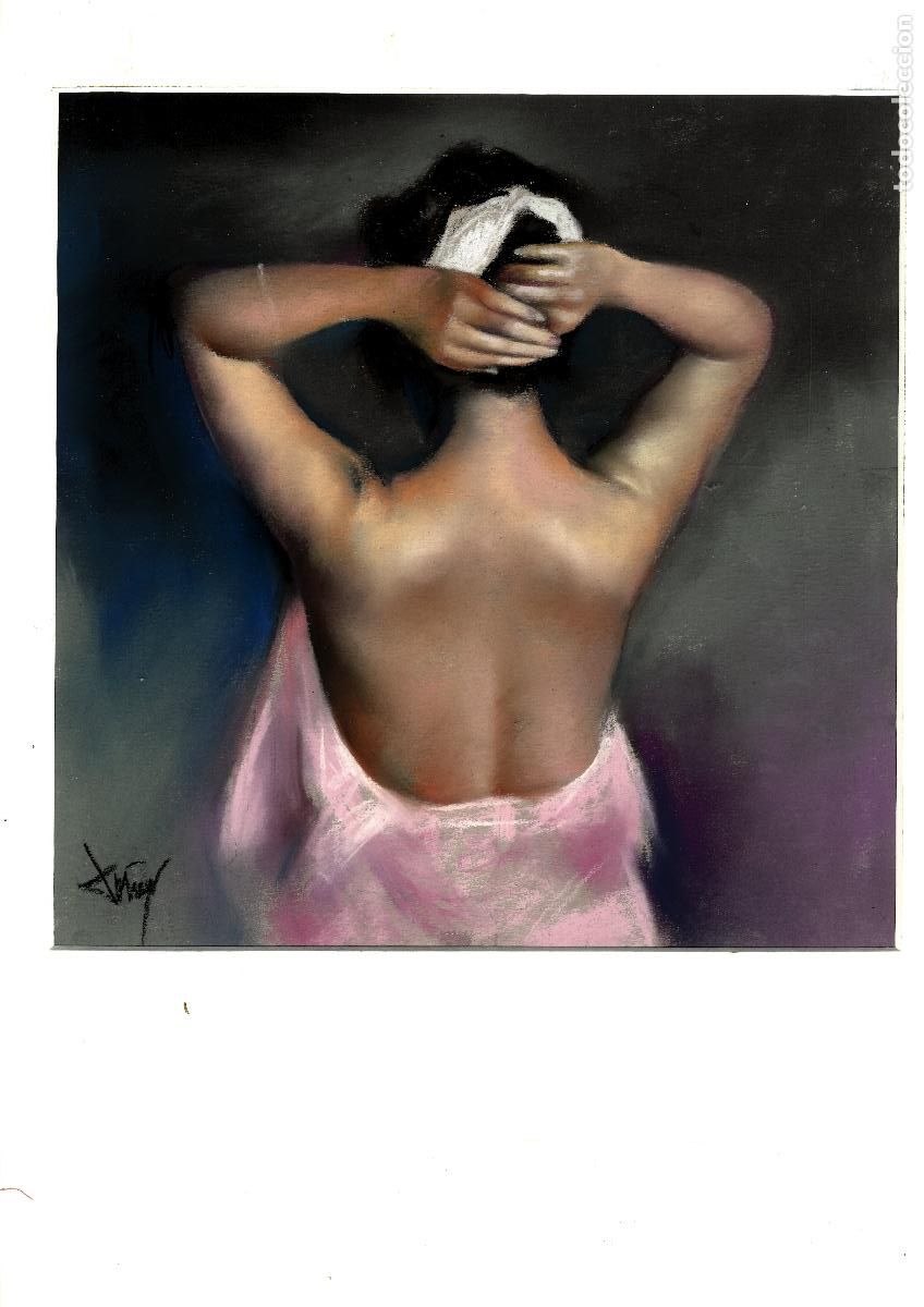 Arte: Domingo &Aacute;lvarez G&oacute;mez - Mujer dormida con venda - 30x30 - Pastel