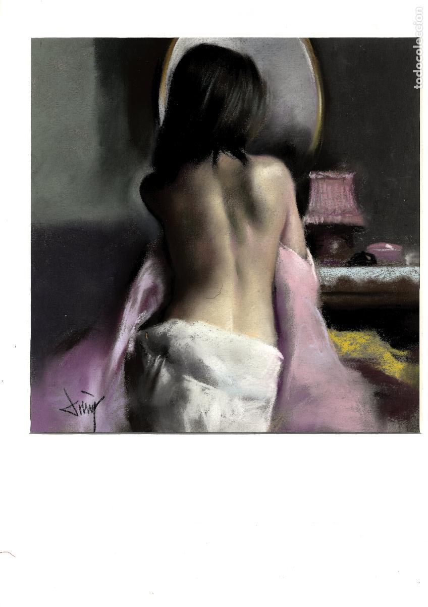 Art: Domingo &Aacute;lvarez G&oacute;mez - Mujer en descanso - 30x30 - Pastel
