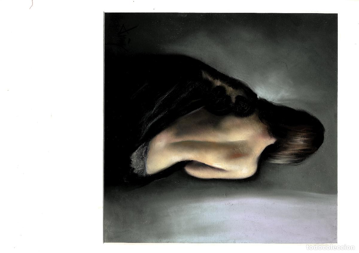 Arte: Domingo &Aacute;lvarez G&oacute;mez - Cabeza de mujer en sombra - 30x30 - Pastel