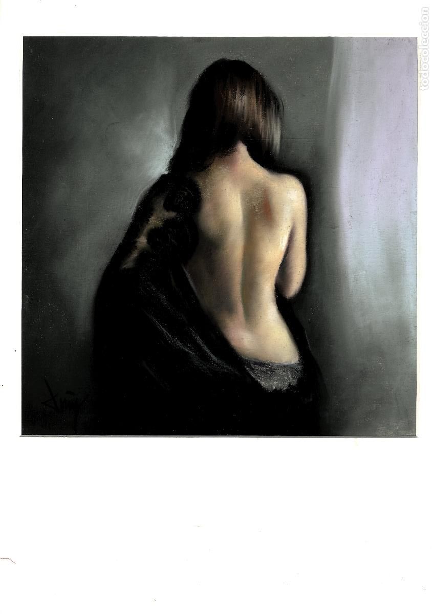 Art: Domingo &Aacute;lvarez G&oacute;mez - Cabeza de mujer en sombra - 30x30 - Pastel